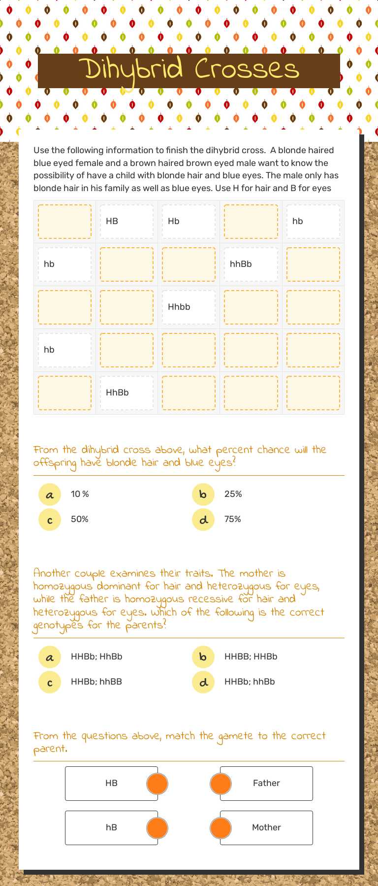 Dihybrid Crosses worksheet preview image