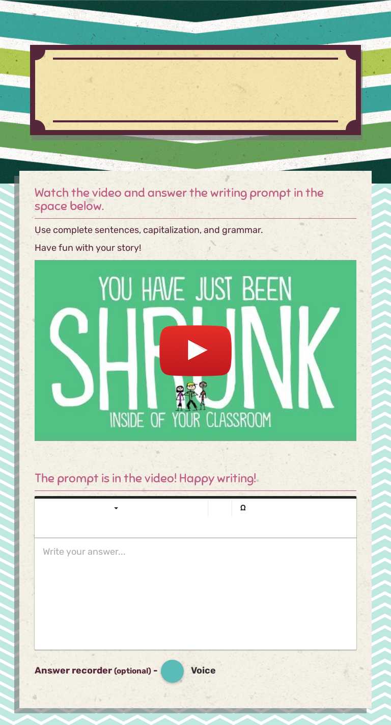 you've been shrunk! worksheet preview image
