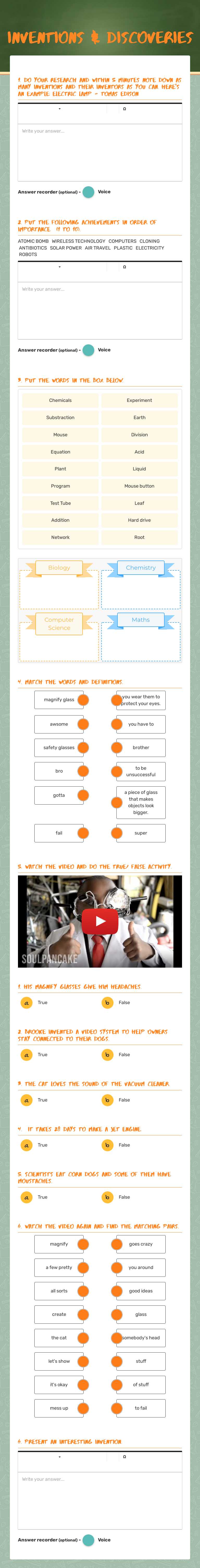 Inventions & Discoveries worksheet preview image