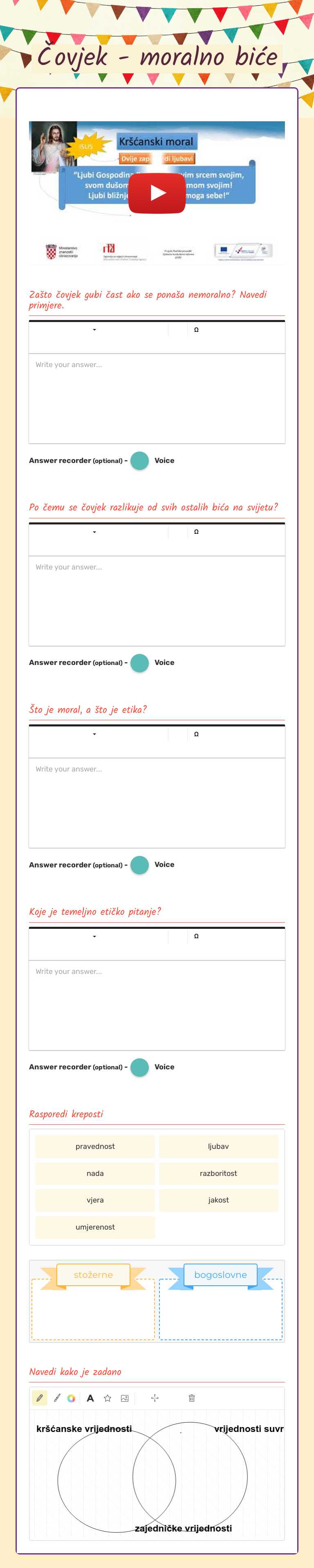 Čovjek - moralno biće Grade 12 worksheet preview