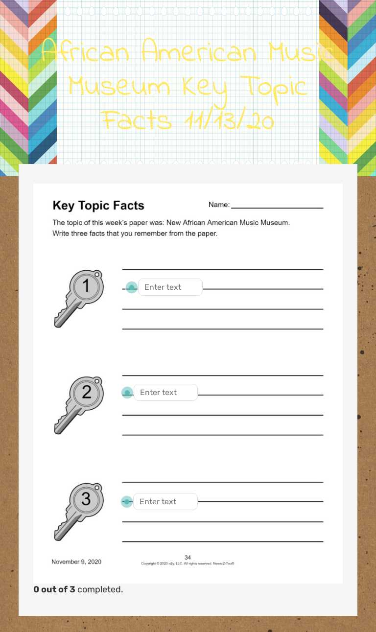 African American Music Museum Key Topic Facts 11/13/20 worksheet preview image