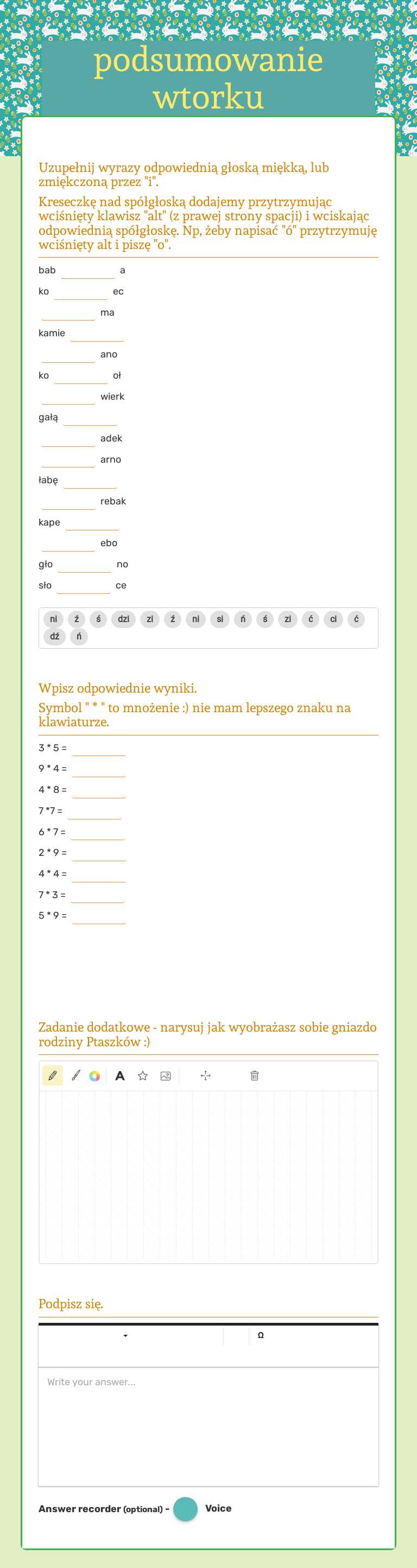 podsumowanie wtorku worksheet preview image