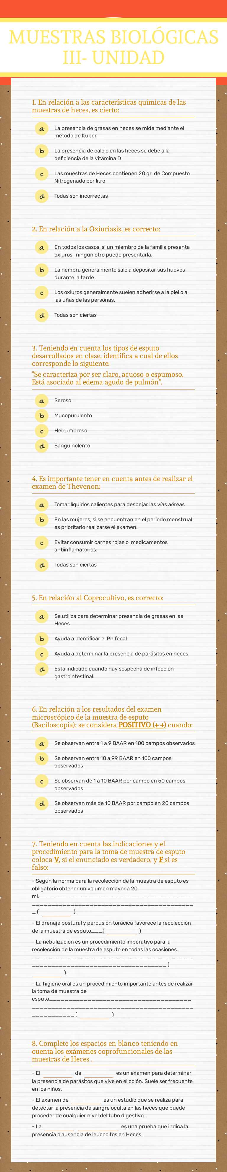 MUESTRAS BIOLÓGICAS
III- UNIDAD Grade 3 worksheet preview