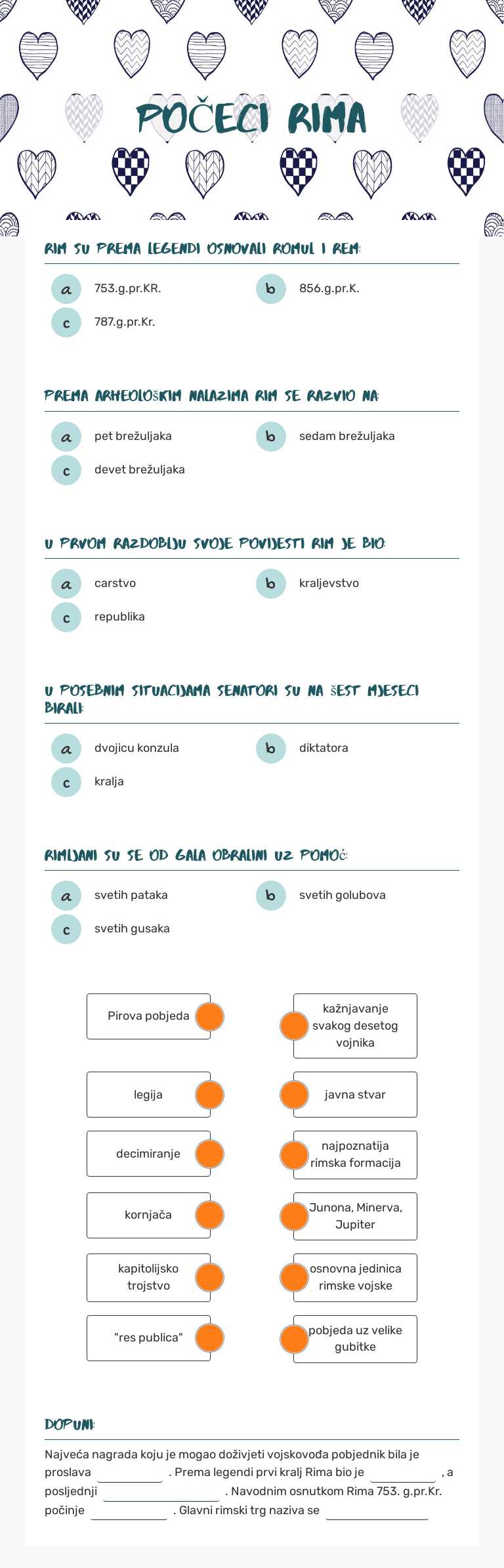 PoČECI RIMA Grade 5 worksheet preview
