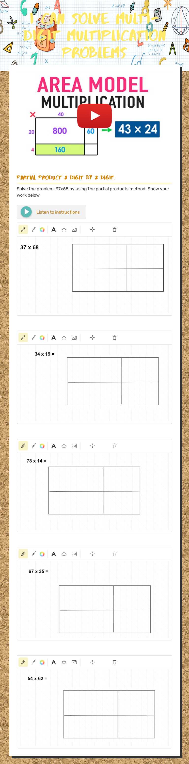 I can Solve Multi-Digit Multiplication Problems worksheet preview image