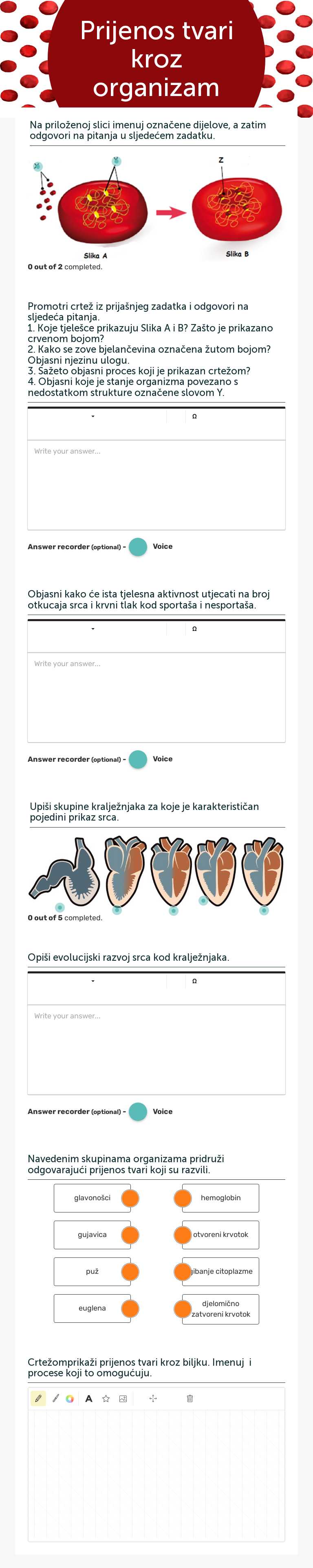 Prijenos tvari kroz organizam worksheet preview