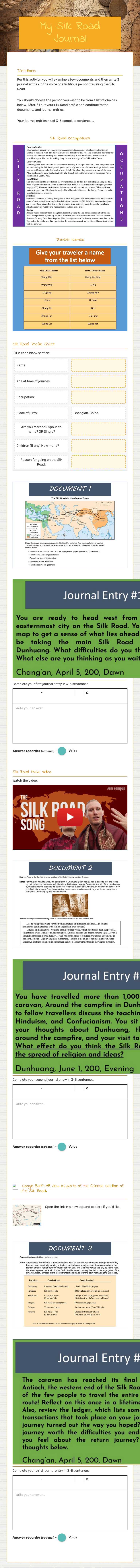 My Silk Road Journal Grade 6 worksheet preview