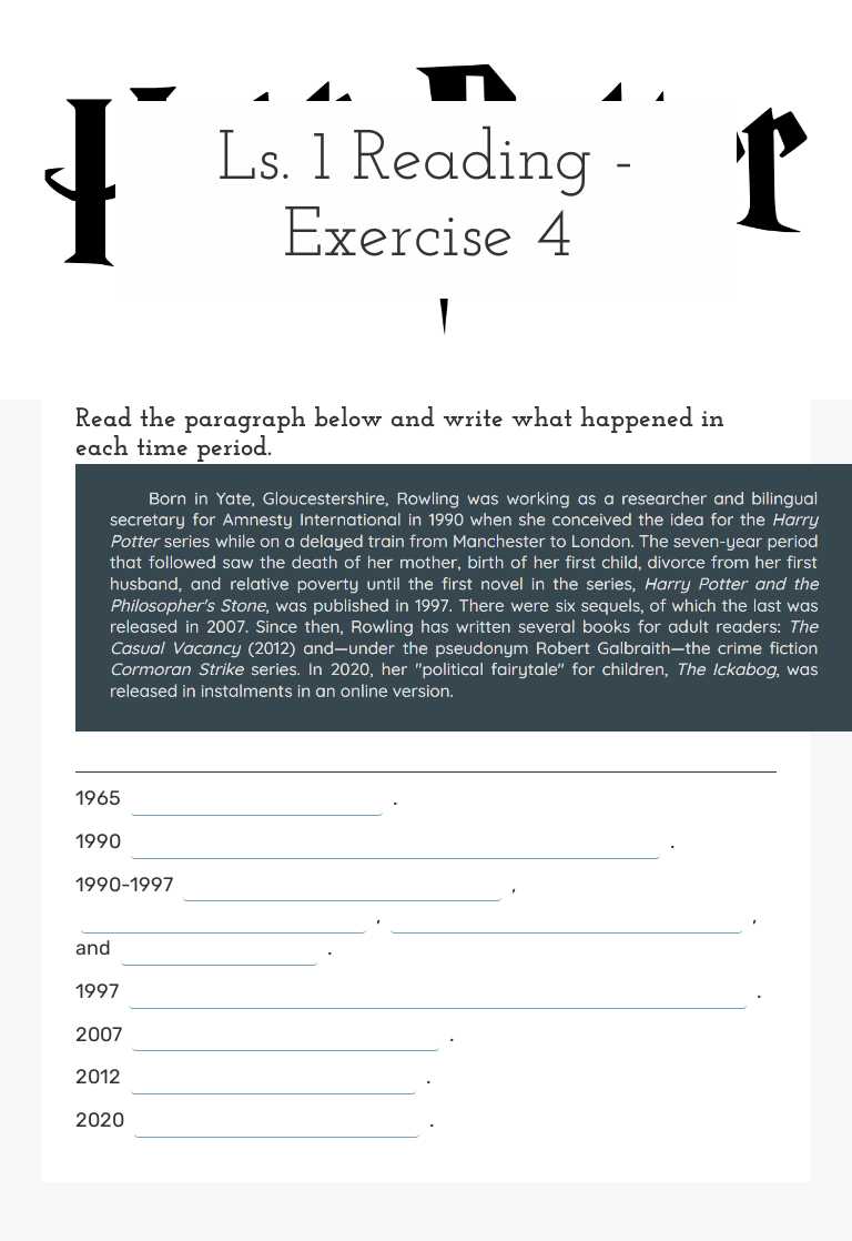 Ls. 1 Reading - Exercise 4 worksheet preview image