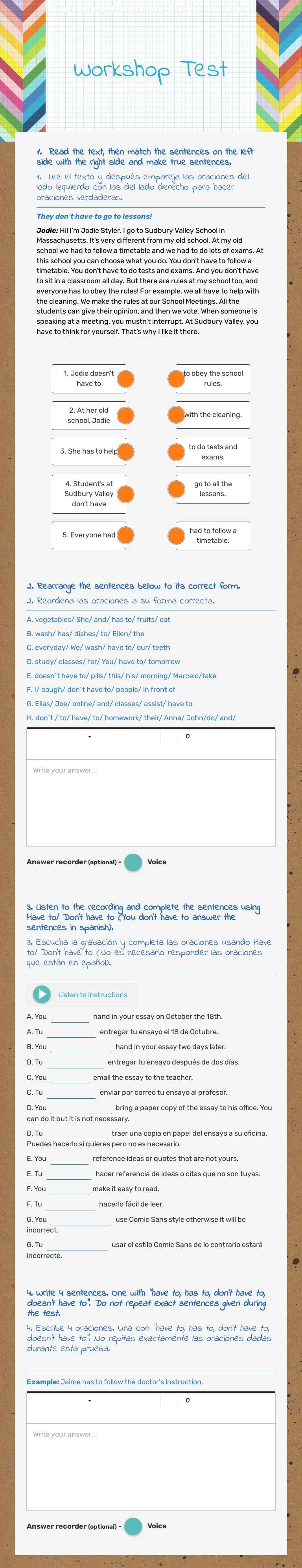 Workshop Test worksheet preview image