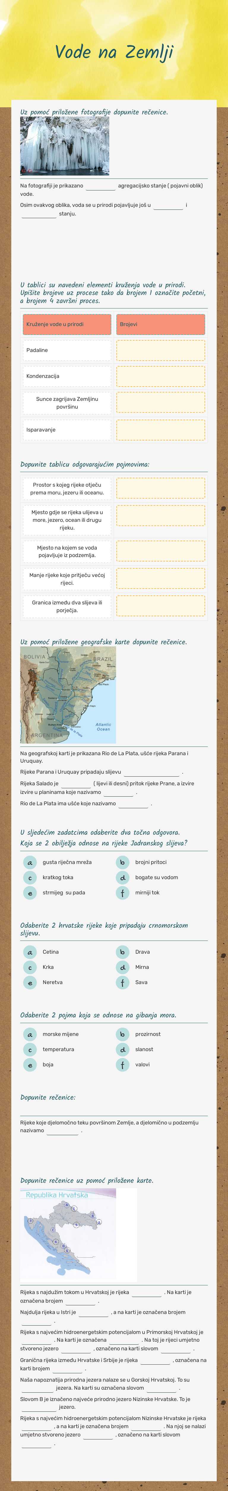 Vode na Zemlji worksheet preview image