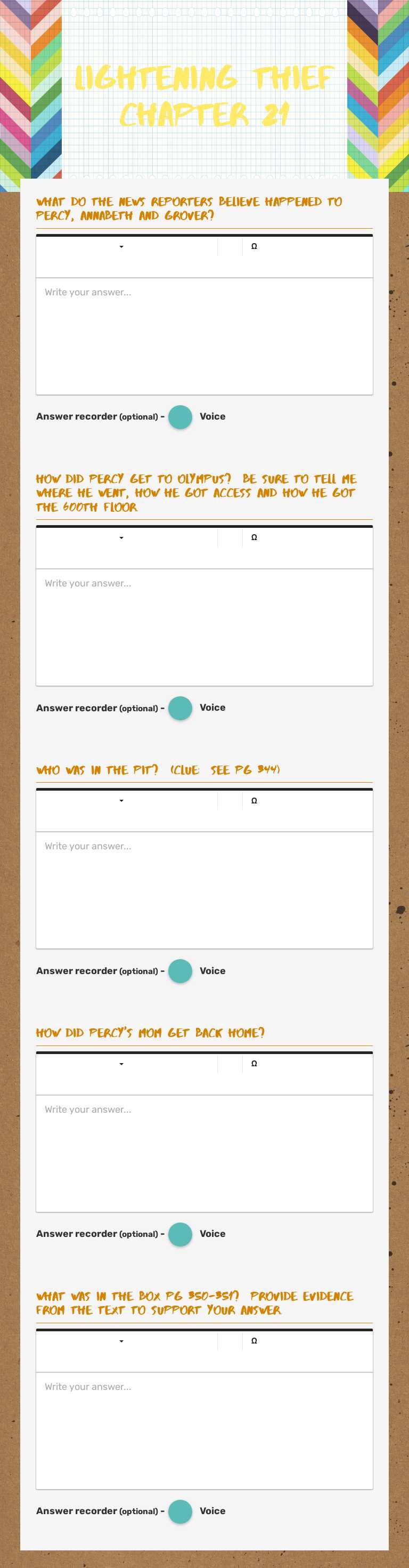 Lightening Thief Chapter 21 worksheet preview image
