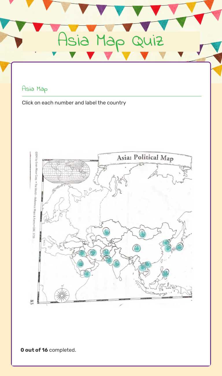Asia Map Quiz worksheet preview image