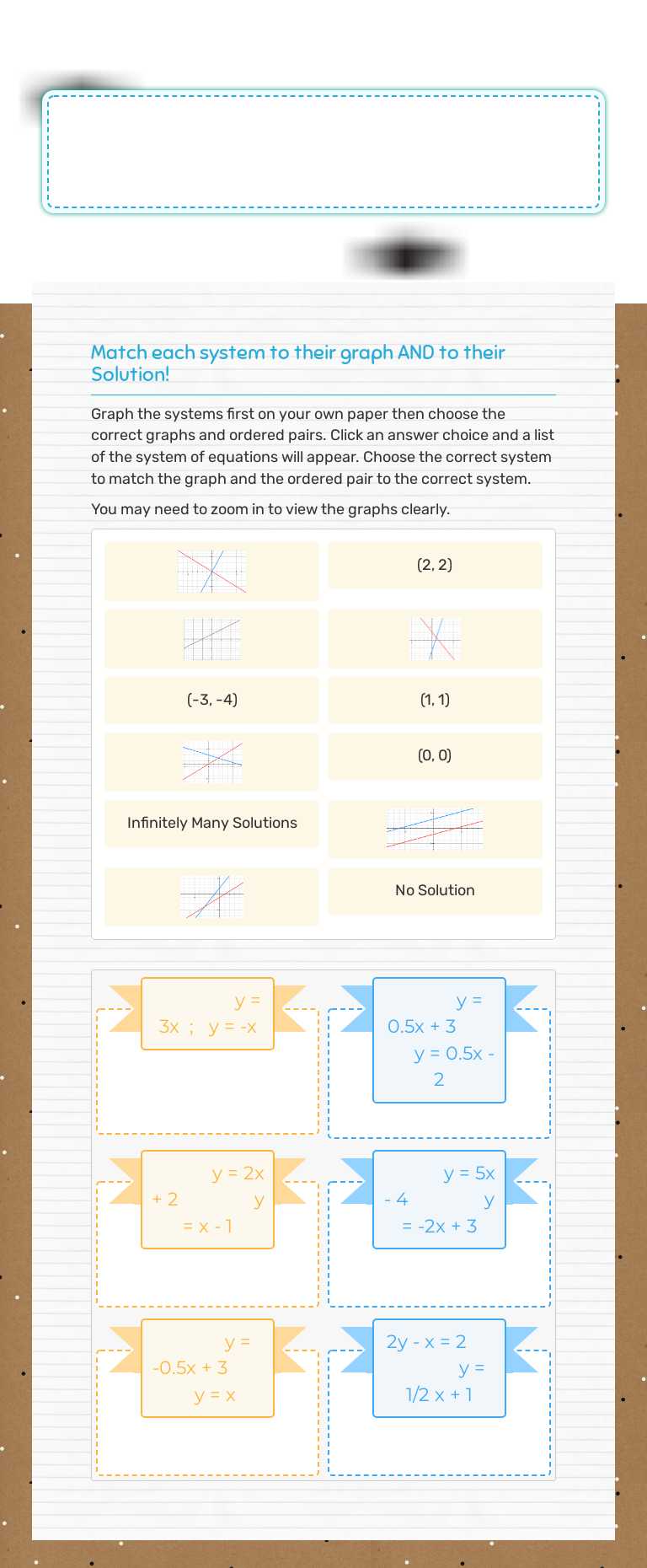 Systems of Equations worksheet preview image