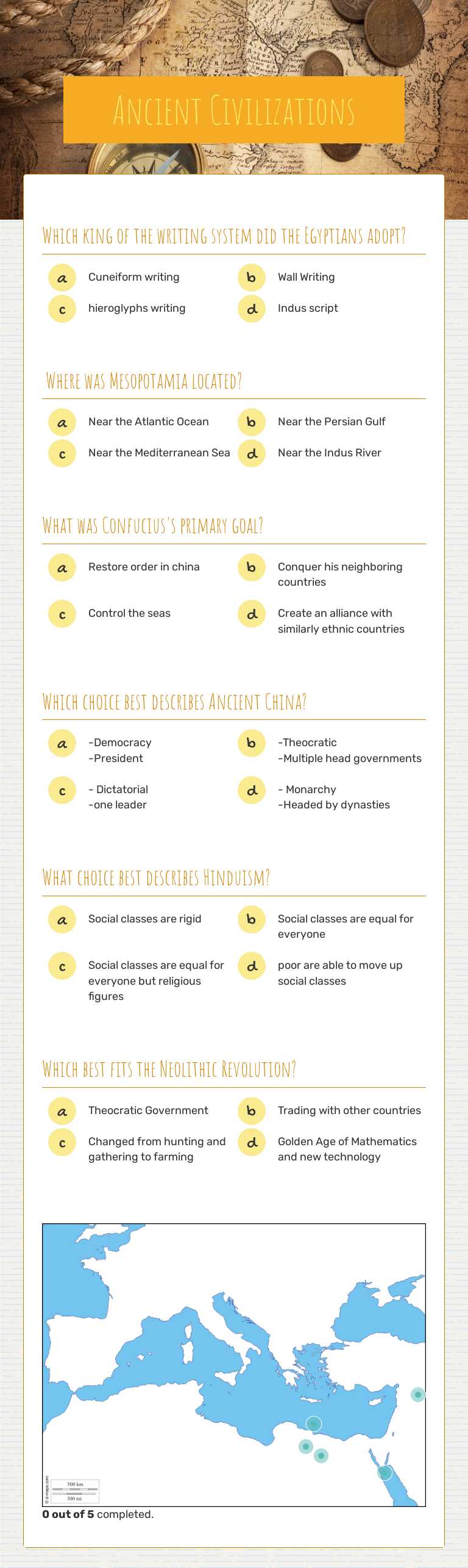 Ancient Civilizations worksheet preview image