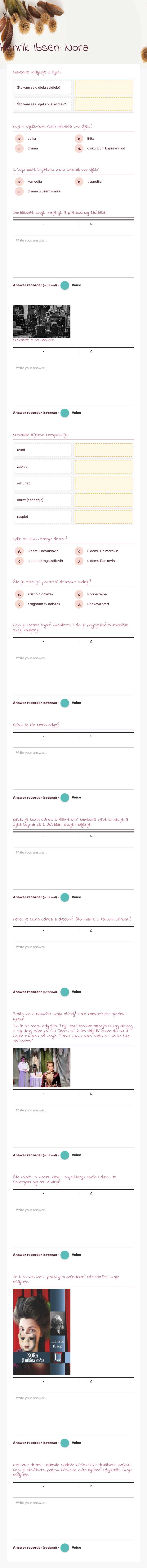 Henrik Ibsen: Nora worksheet preview