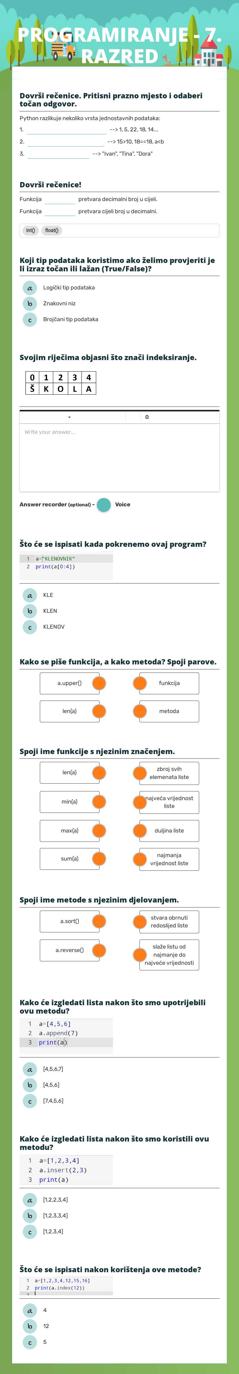 PROGRAMIRANJE - 7. RAZRED worksheet preview