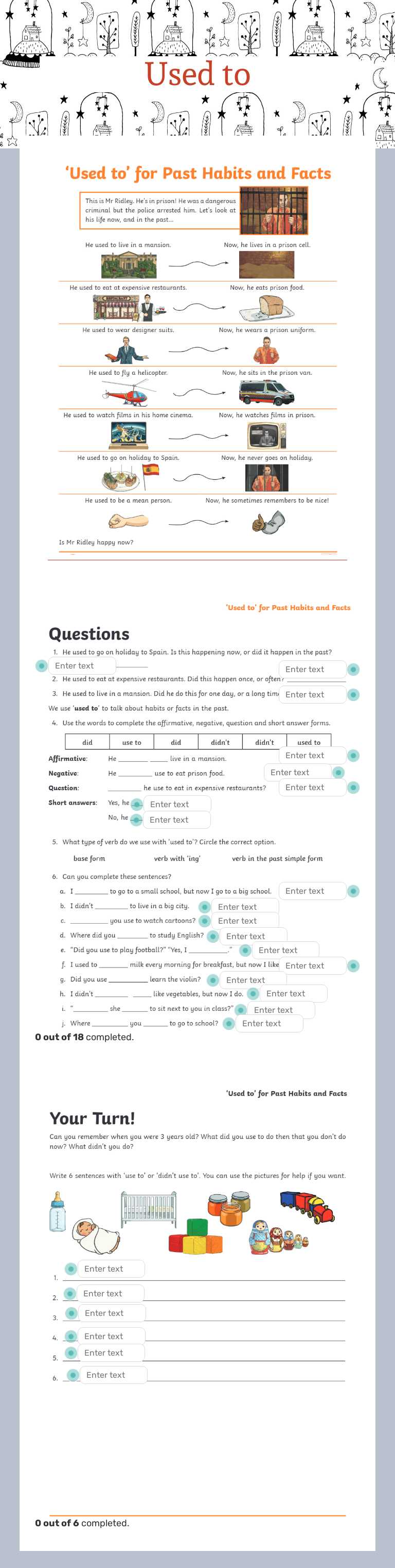 Used to worksheet preview