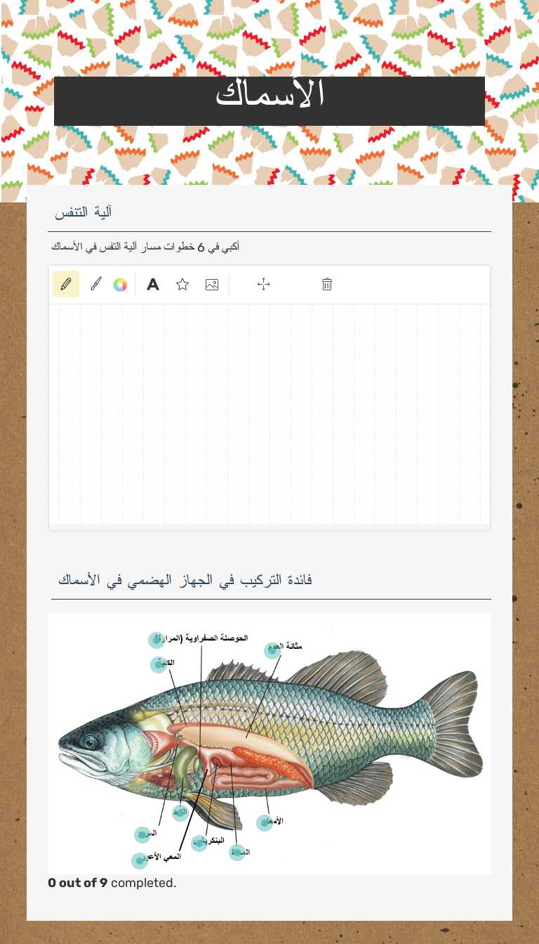 الأسماك worksheet preview image