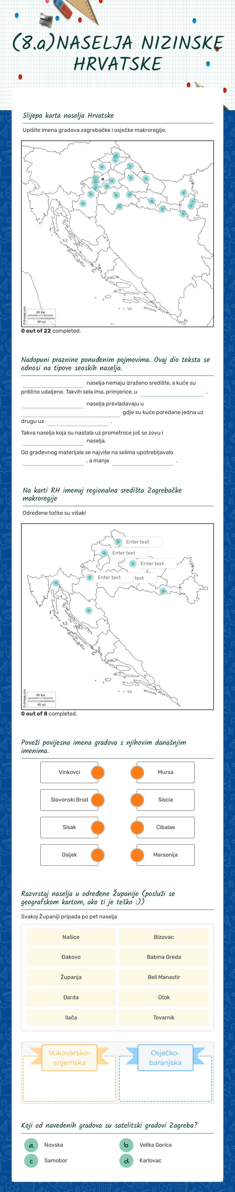 (8.a)NASELJA NIZINSKE HRVATSKE worksheet preview image