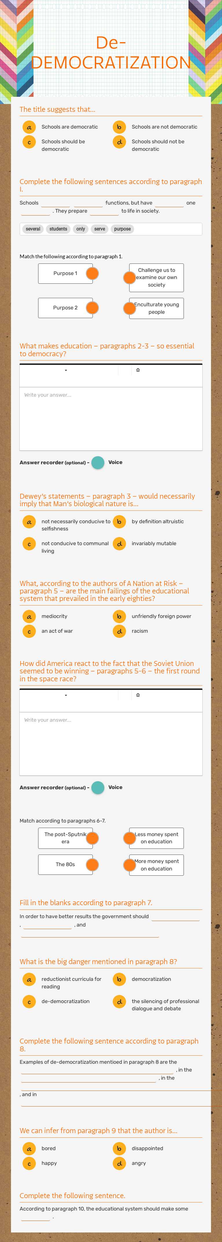 De-DEMOCRATIZATION worksheet preview image
