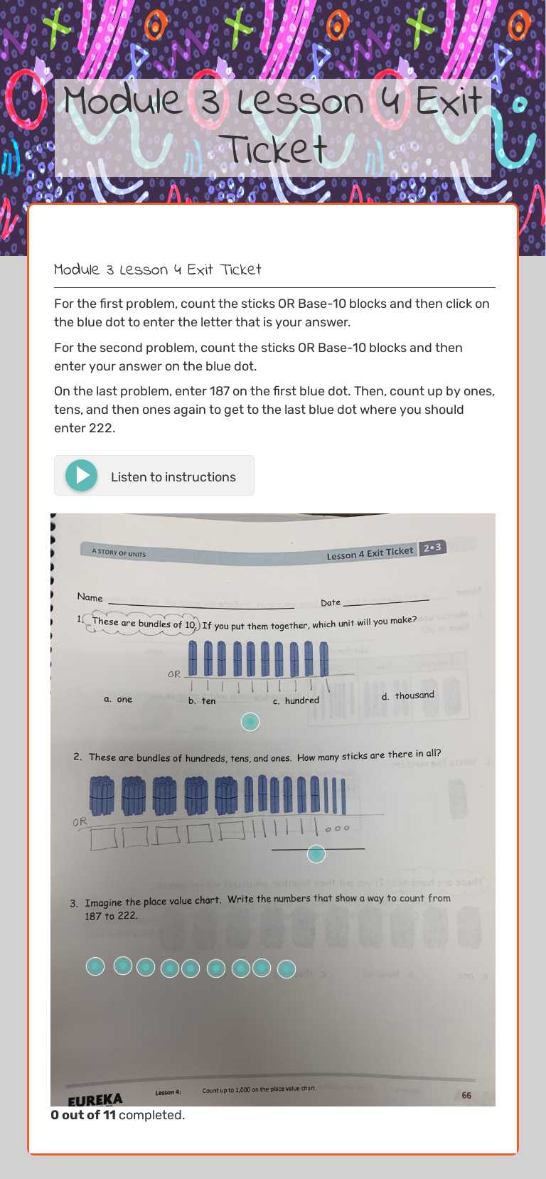 Module 3 Lesson 4  Exit Ticket Grade 2 worksheet preview