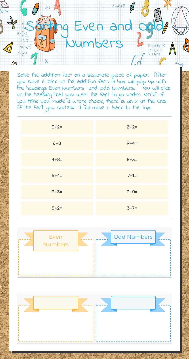 Sorting Even and Odd Numbers by Michelle Modock | Interactive Worksheet ...