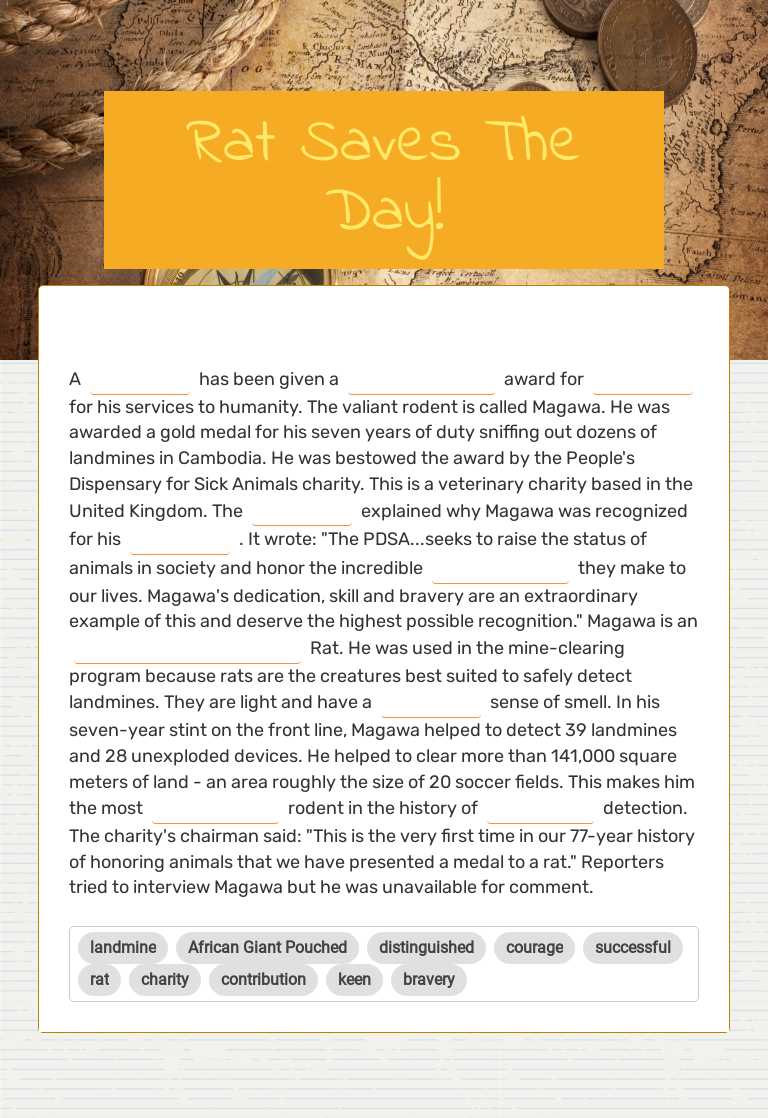 Rat Saves The Day! Grade 6 worksheet preview