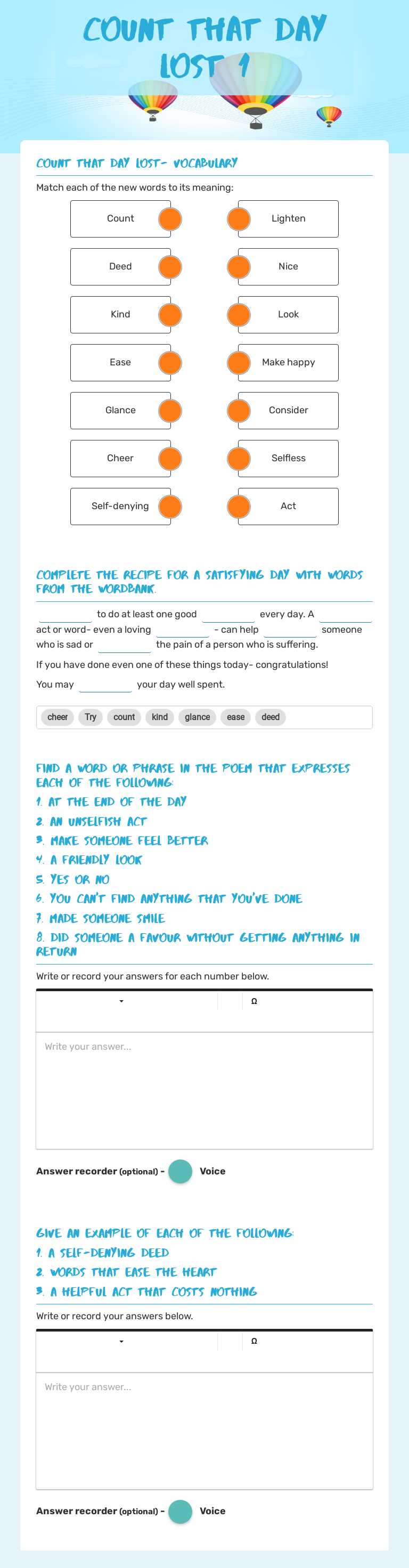 Count That Day Lost 1 Grade 11 worksheet preview