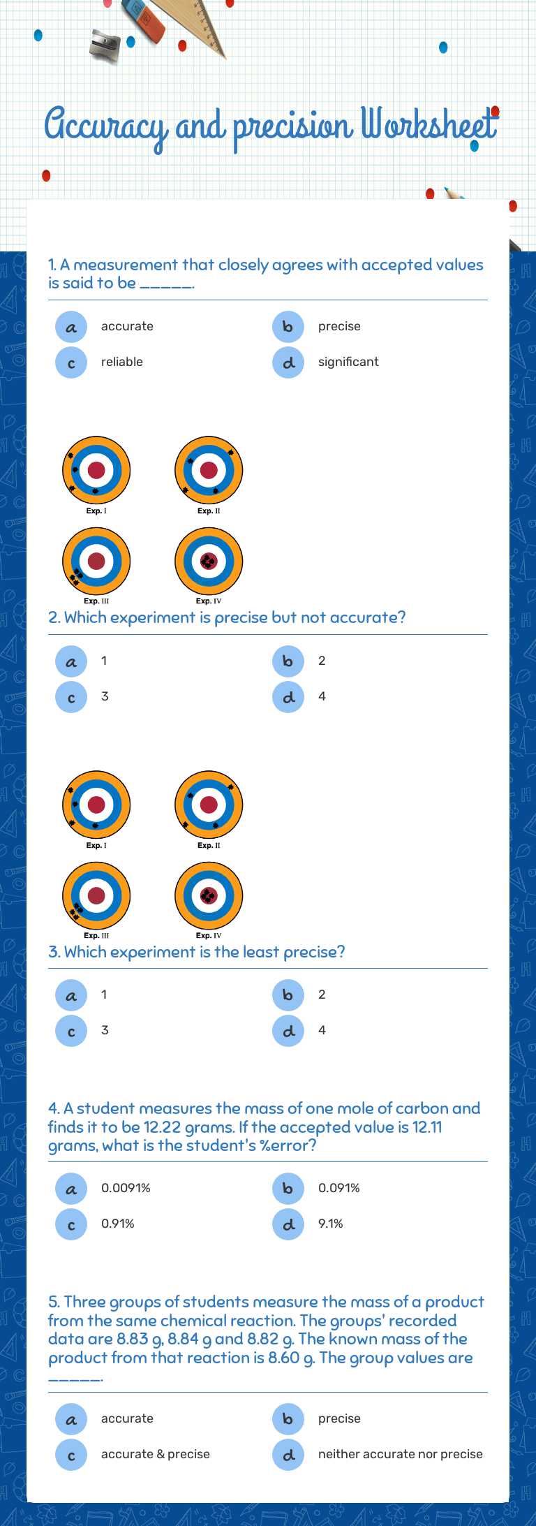 Accuracy and precision
Worksheet Grade 10 worksheet preview