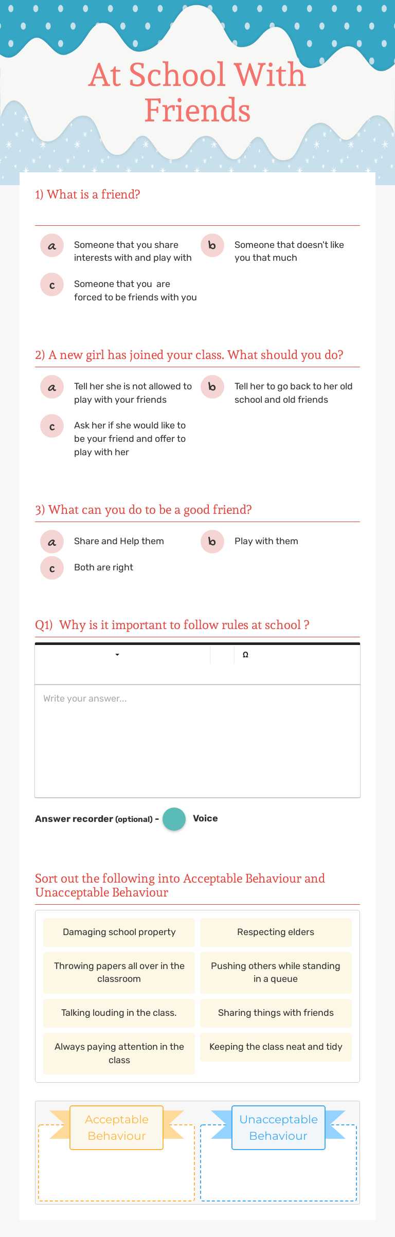 At School With Friends Grade 2 worksheet preview