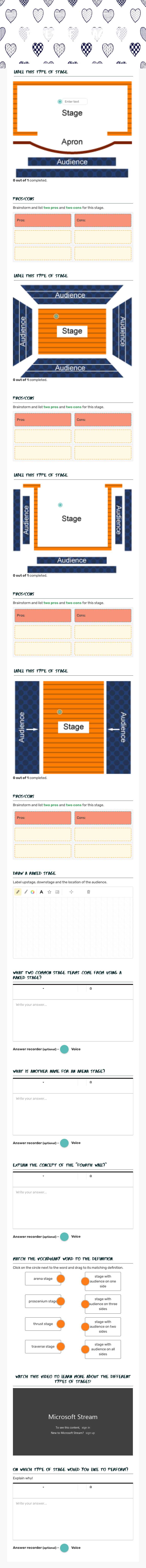 Types of stages! worksheet preview image