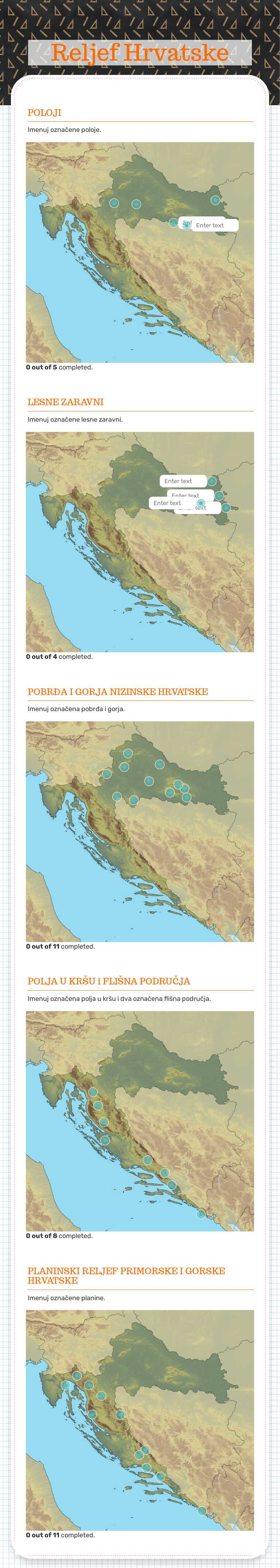 Reljef Hrvatske worksheet preview image