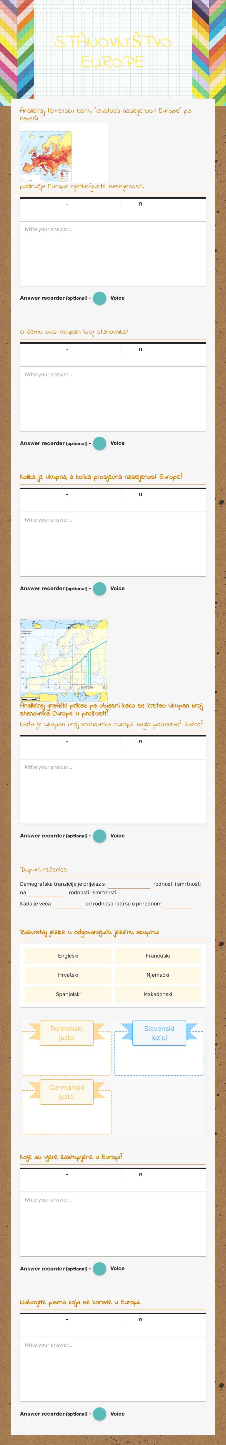 STANOVNIŠTVO EUROPE worksheet preview image