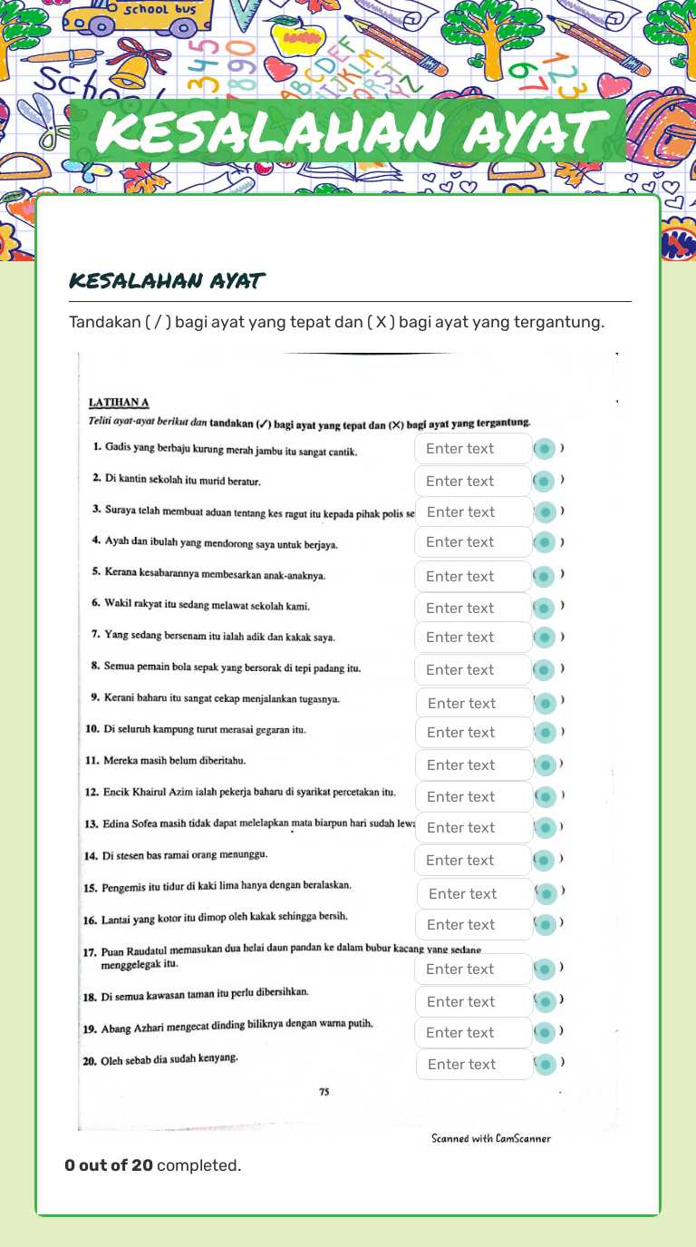 KESALAHAN AYAT worksheet preview image