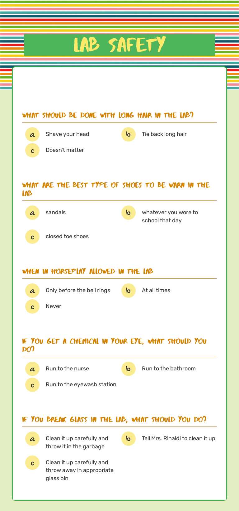 LAB SAFETY worksheet preview image