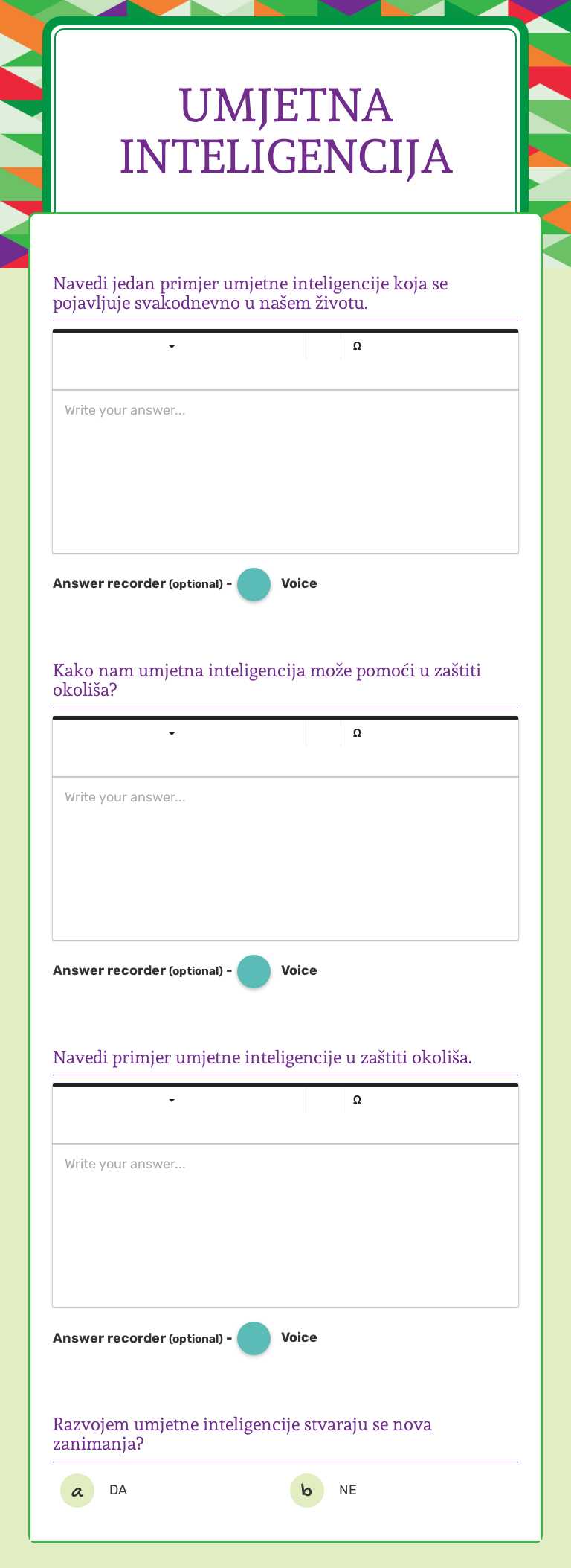 Umjetna inteligencija worksheet preview image