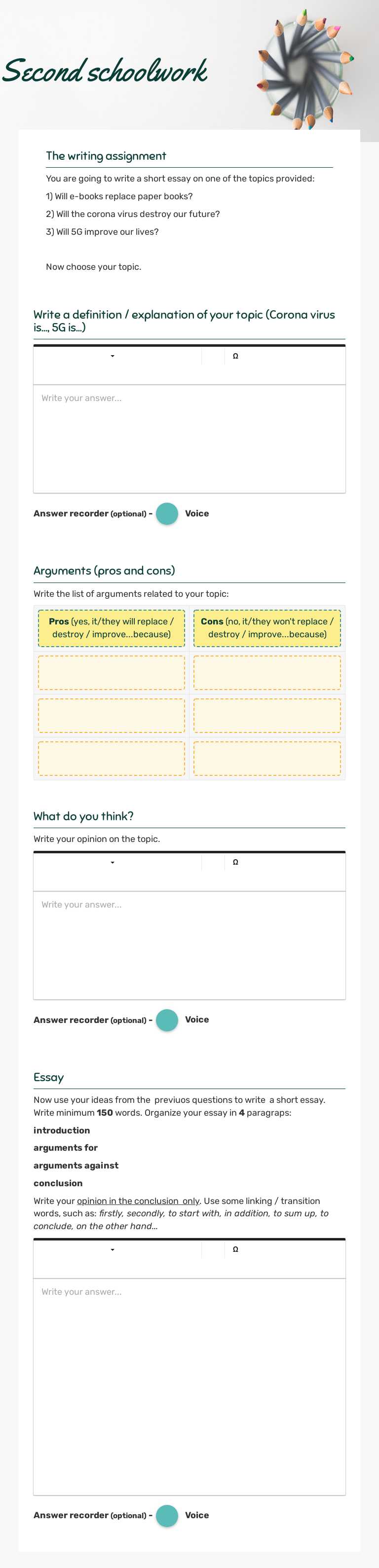 Second schoolwork Grade 11 worksheet preview