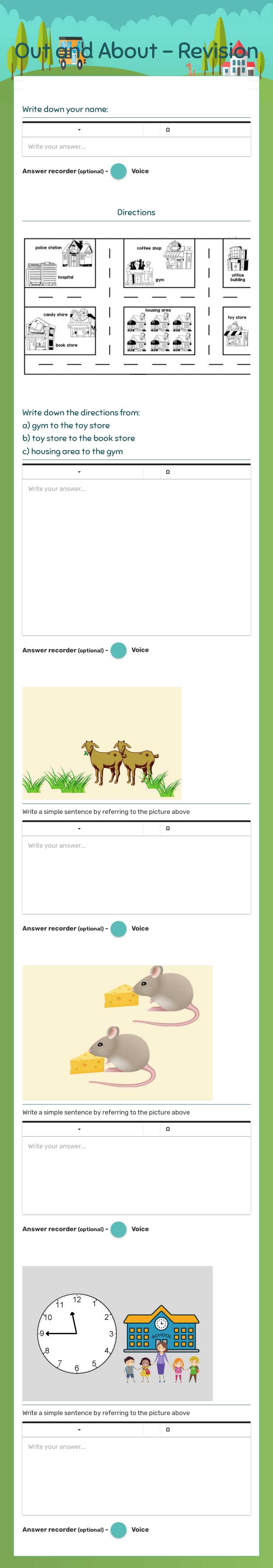 Out and About - Revision worksheet preview image