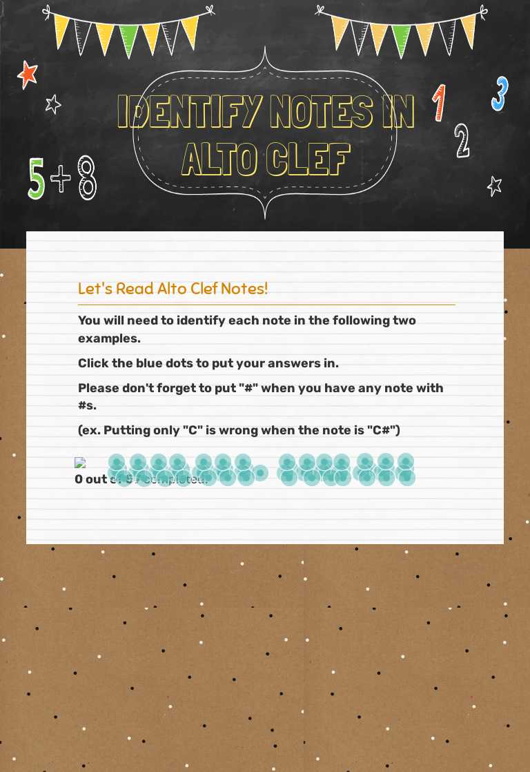 IDENTIFY NOTES IN ALTO CLEF Grade 6 worksheet preview