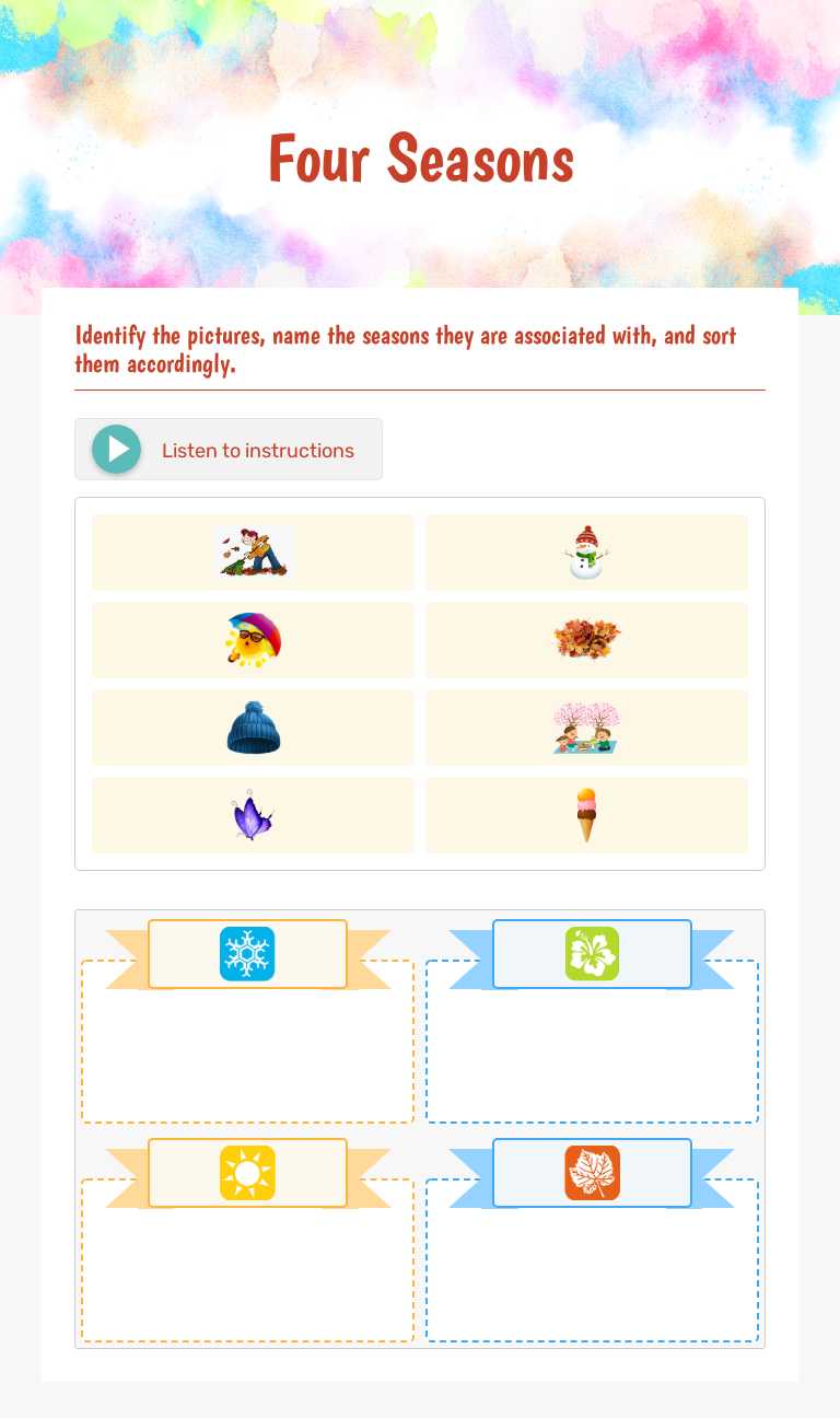 Four Seasons Preschool worksheet preview