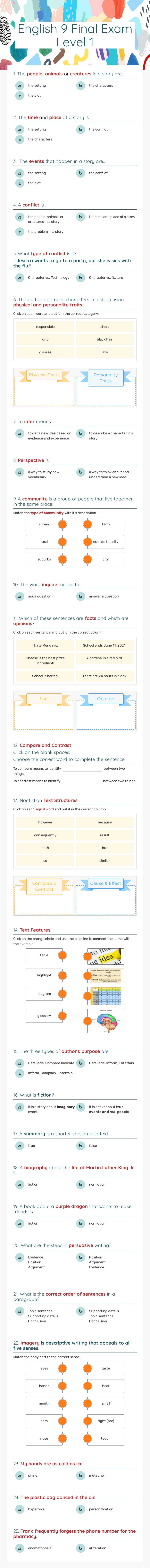 English 9 Final worksheet preview image
