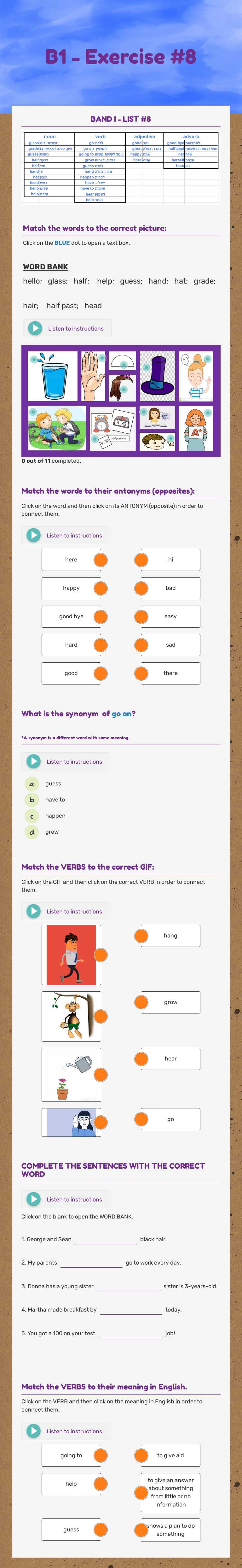 B1 - Exercise #8 worksheet preview image