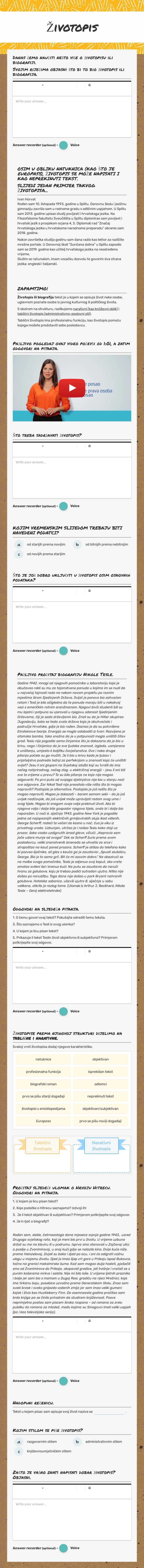 Životopis Other worksheet preview