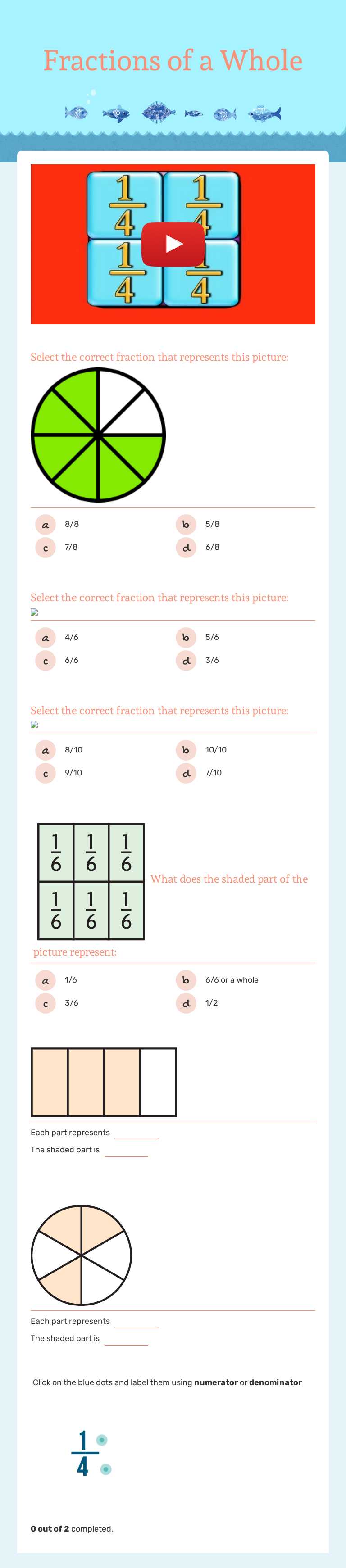Fractions of a Whole worksheet preview image
