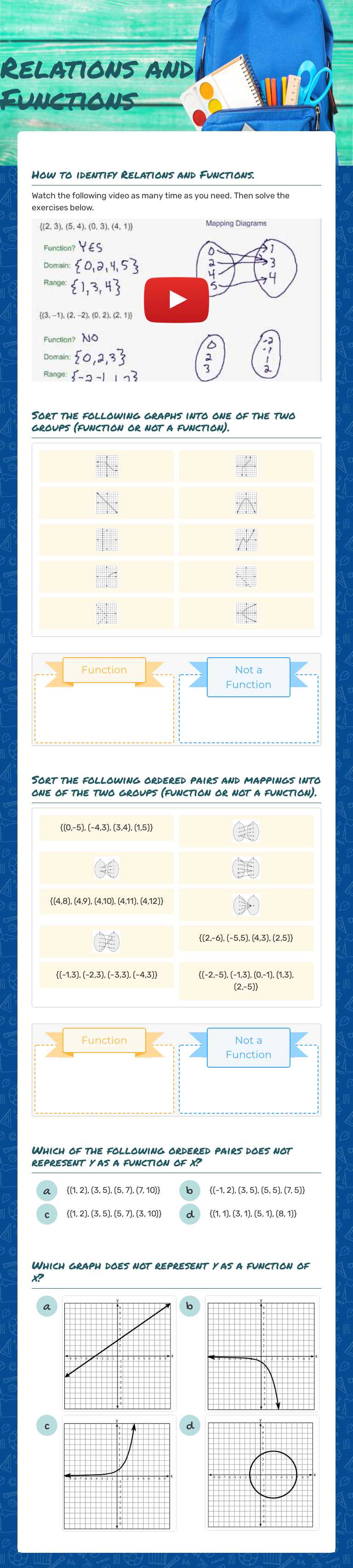 Relations 
and Functions worksheet preview image