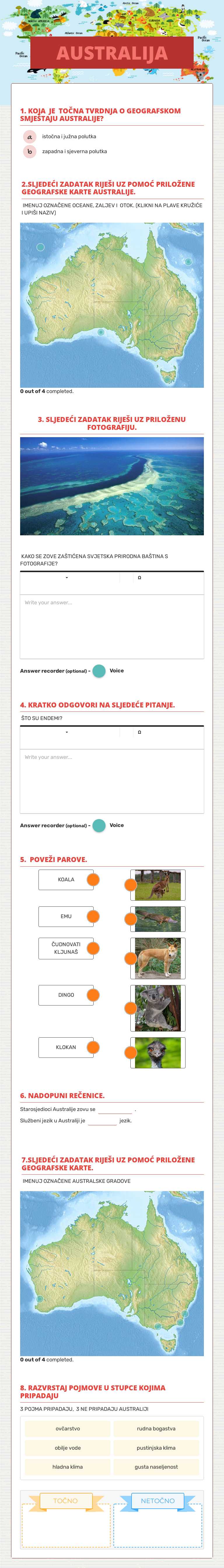 AUSTRALIJA worksheet preview image