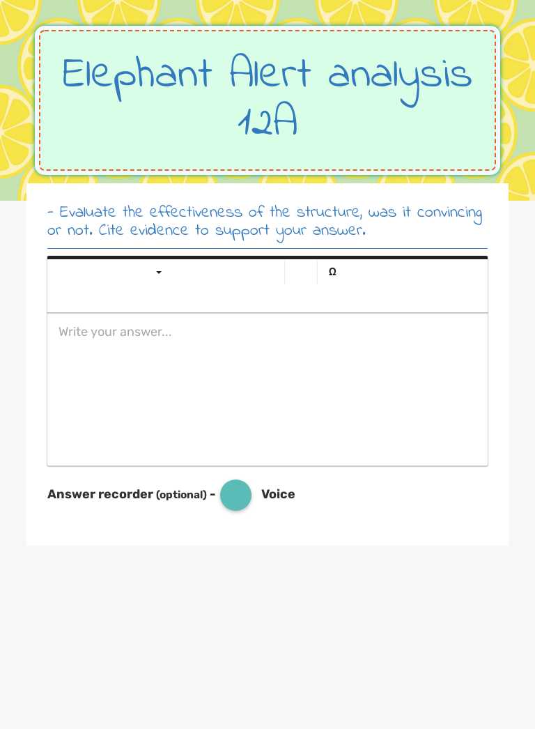 Elephant Alert analysis 12A Grade 12 worksheet preview