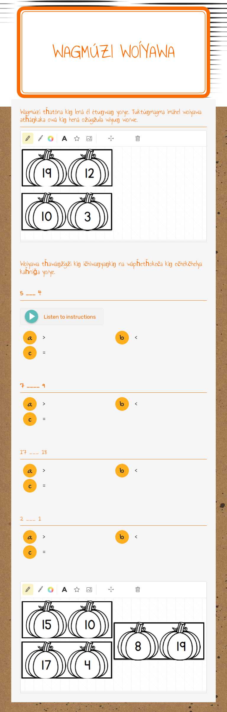 Wagmúzi Woíyawa Grade 1 worksheet preview