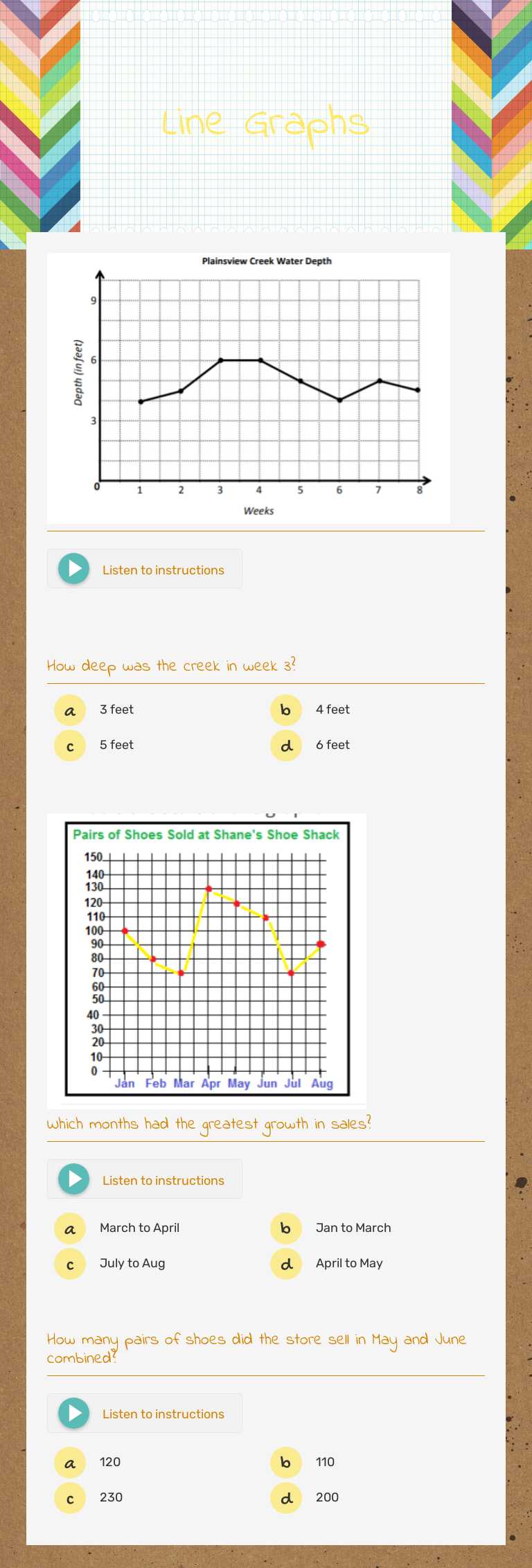 Line Graphs Grade 5 worksheet preview