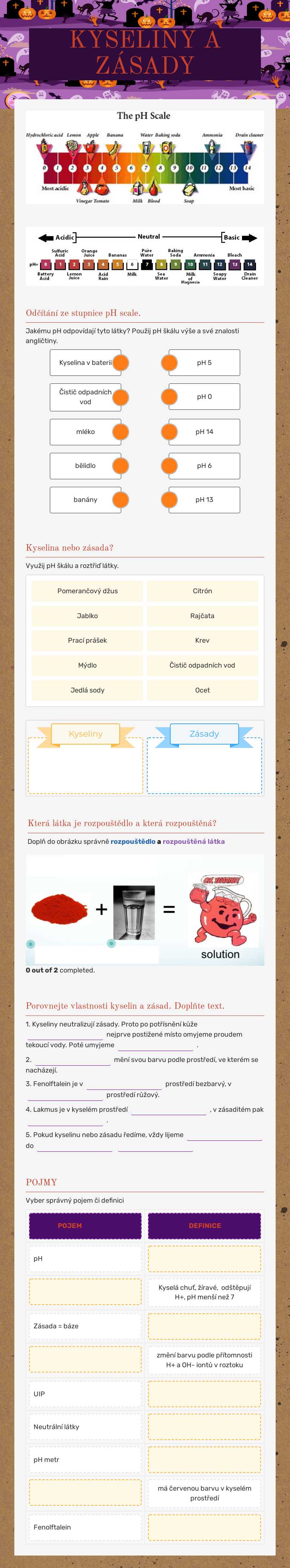 KYSELINY A ZÁSADY worksheet preview image